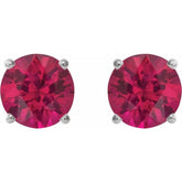 14K White 5 mm Natural Ruby Earrings